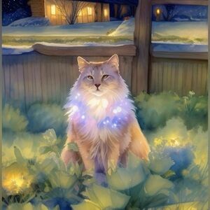 7.5x7.5in Glowing Cat Art Print - paper print out